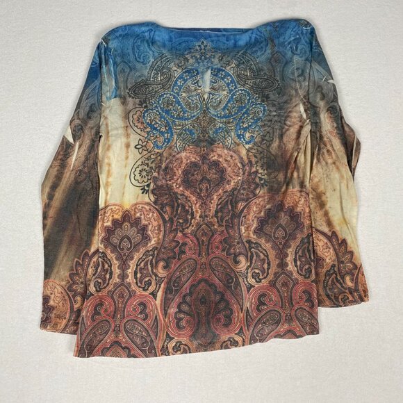 Kiara Paisley Print Embroidered Rhinestone Fairy Grunge Acid Wash Blouse - Picture 6 of 9